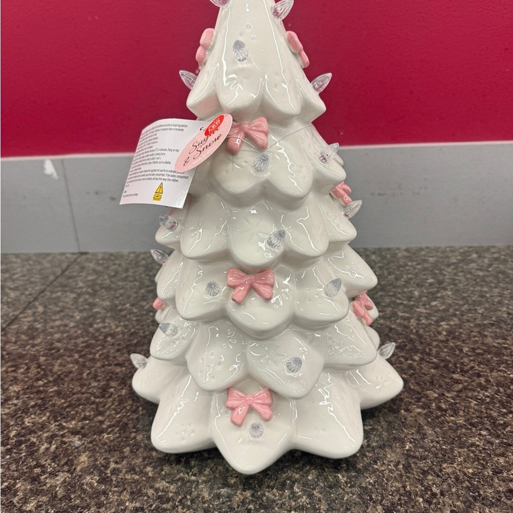 Ceramic Christmas Tree with Pink Bows